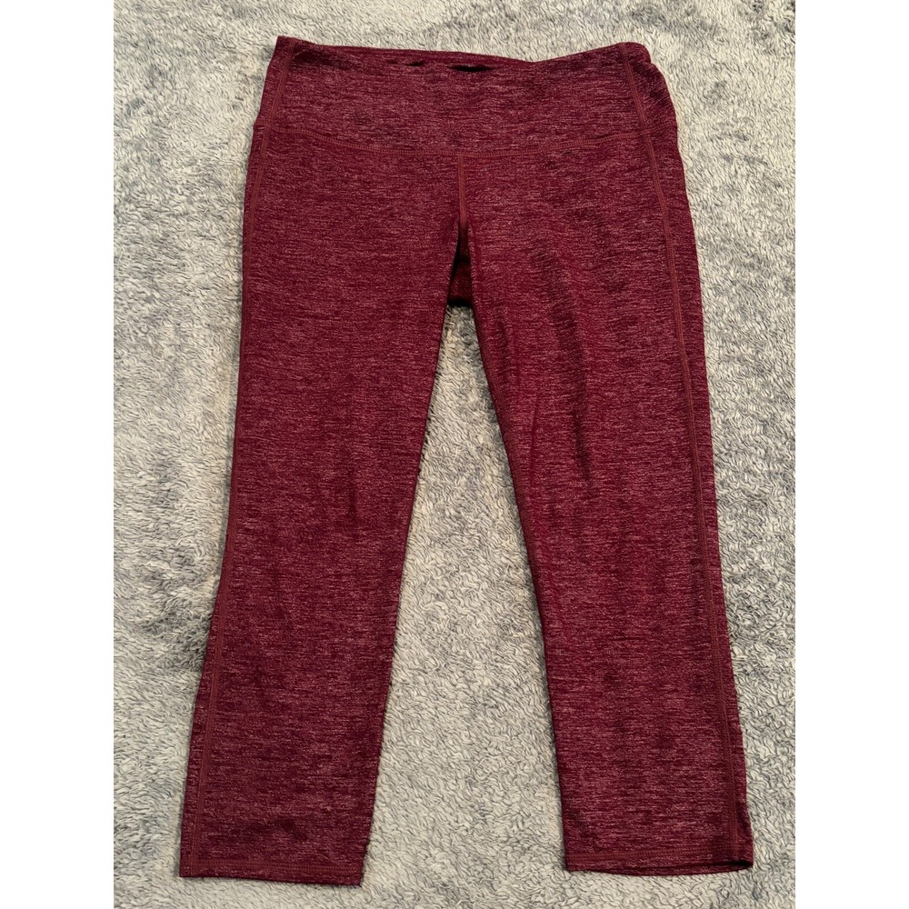 Athleta Chaturanga Capri Leggings Womens Small Maroon Heathered Yoga Gym Pants